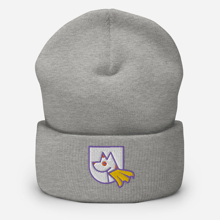 front of cuffed beanie in grey