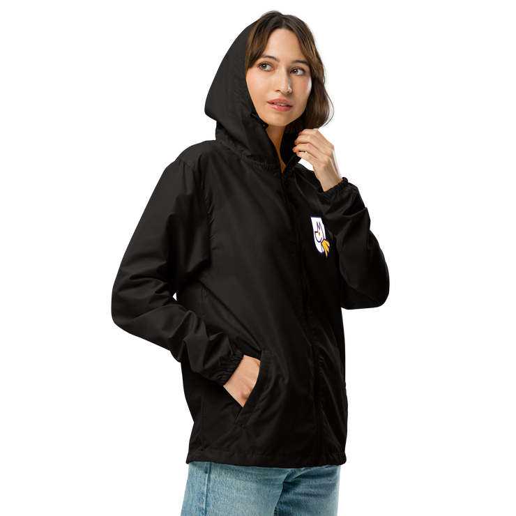 photo of unisex lightweight zip windbreaker jacket with Heather&