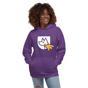Front photo of unisex premium hoodie jacket with Heather's Heroes logo in purple