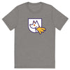 front of unisex staple t-shirt with Heather's Heroes logo in grey